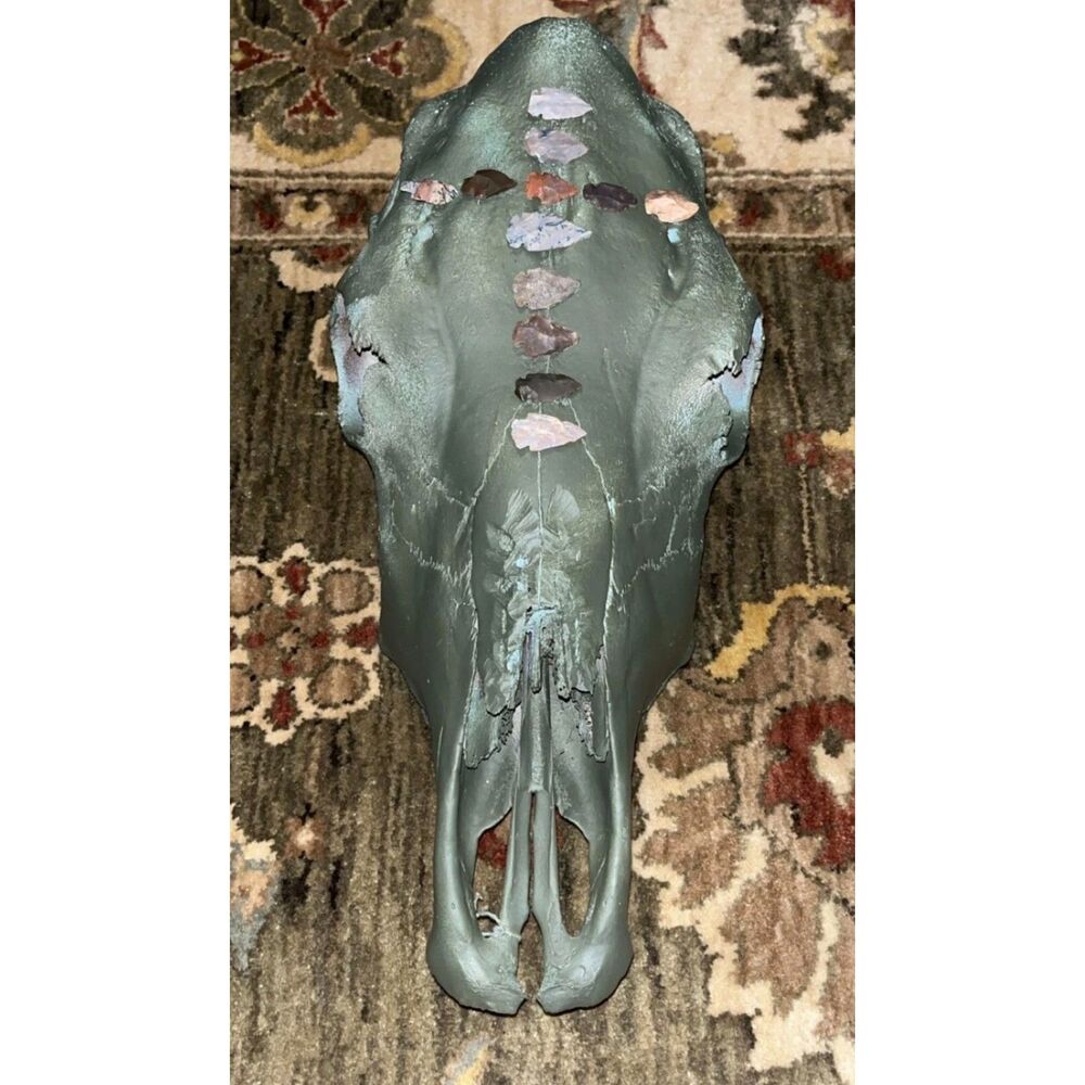 Arrowhead Cross Cow Skull Western Farm Wall Decor Greyish